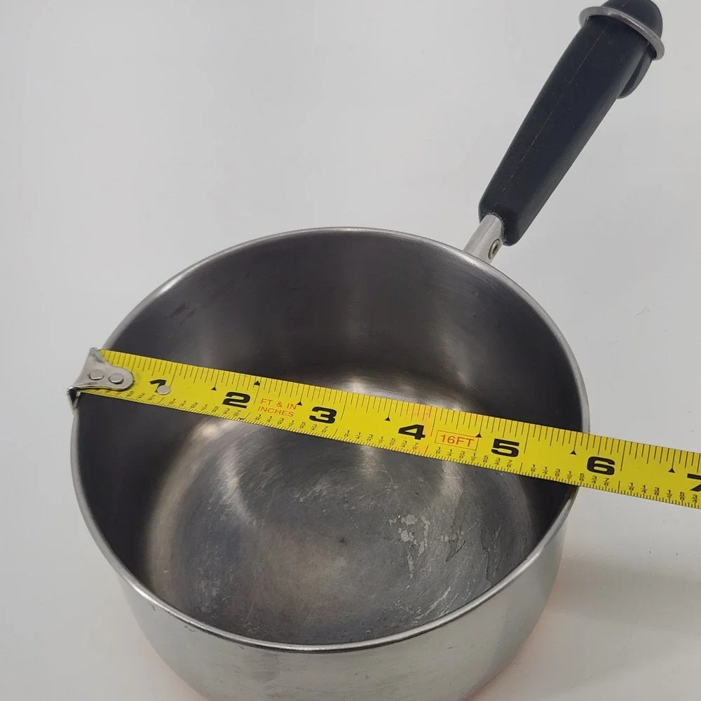Revere Ware 1 Qt Saucepan Copper Bottom Stainless Steel Clinton IL USA Vintage
